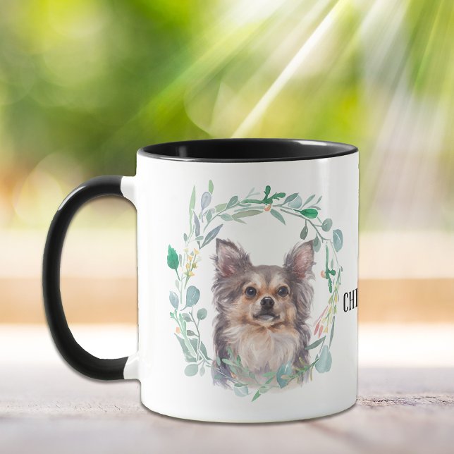 Longhaired Chihuahua Wreath Coffee Mug (Creator Uploaded)