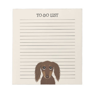 Longhaired Chocolate Dachshund Wiener Dog Lined Notepad