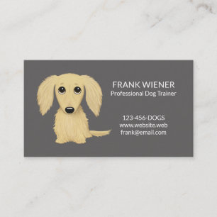 Longhaired Cream Blonde Dachshund   Wiener Dog Business Card