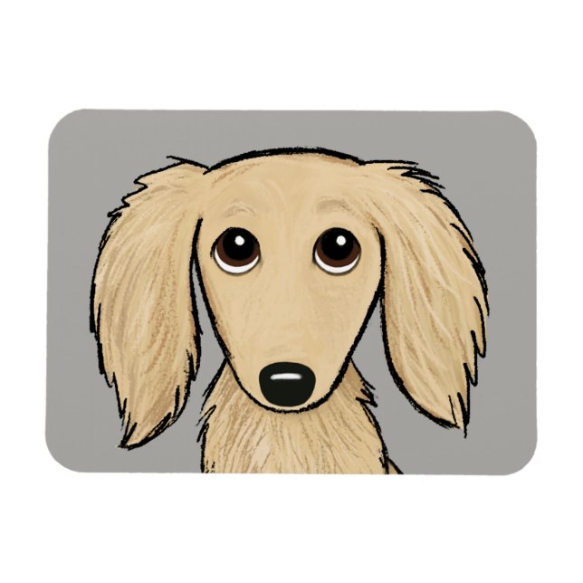 Longhaired Cream Dachshund | Cartoon Wiener Dog Magnet (Horizontal)
