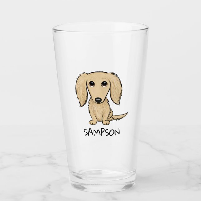 Longhaired Cream Dachshund | Cute Dog Personalised Glass (Front)