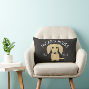 Longhaired Cream Dachshund Dog Personalised Lumbar Cushion