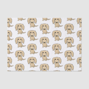 Longhaired Cream Dachshunds Pattern   Cute Dogs Tissue Paper