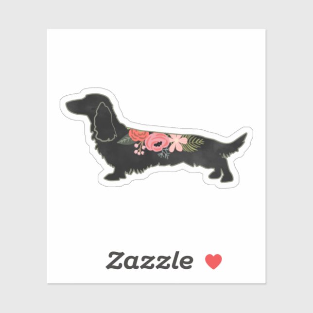 Longhaired Dachshund Bohemian Floral Silhouette (Sheet)