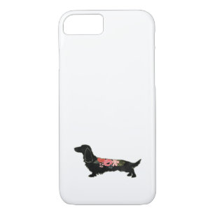 Longhaired Dachshund Bohemian Floral Silhouette Case-Mate iPhone Case