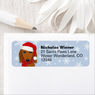 Longhaired Dachshund Christmas Dog Return Address