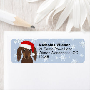 Longhaired Dachshund Christmas Dog Return Address
