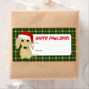 Longhaired Dachshund Christmas To From Gift Label