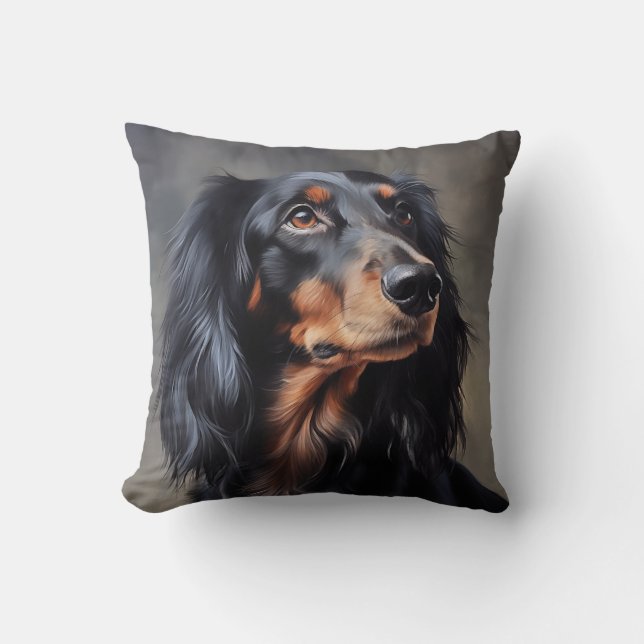 Longhaired Dachshund Cushion (Front)