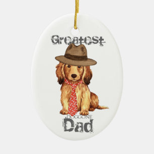 Longhaired Dachshund Dad Ceramic Ornament