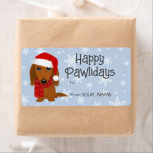 Longhaired Dachshund Dog Christmas Gift Labels