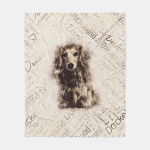 Longhaired Dachshund dog Fleece Blanket