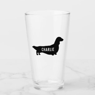 Longhaired Dachshund Dog Silhouette Personalised Glass