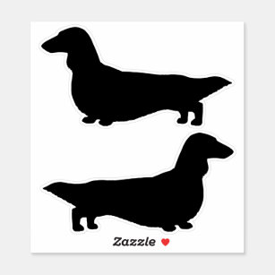 Longhaired Dachshund Dog Silhouette Stickers