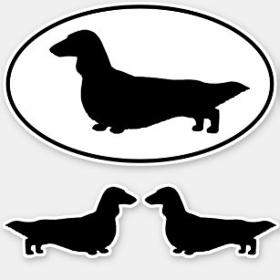 Longhaired Dachshund Dog Silhouettes Sticker Set
