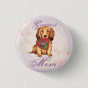 Longhaired Dachshund Heart Mum 3 Cm Round Badge