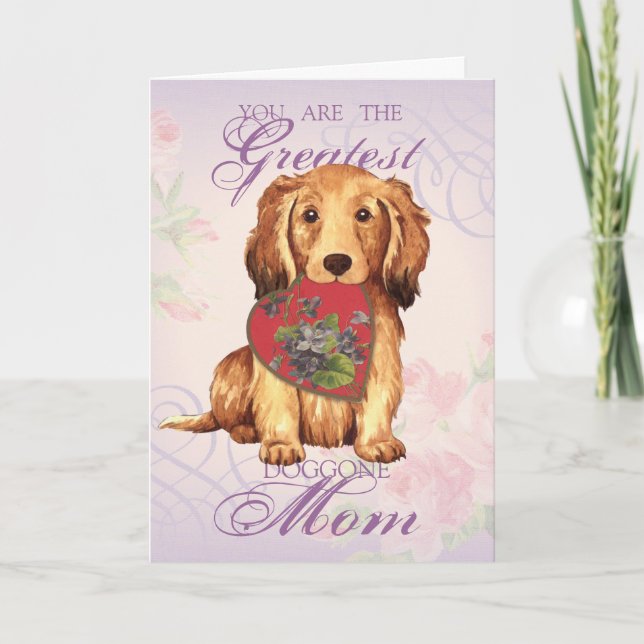 Longhaired Dachshund Heart Mum Card (Front)