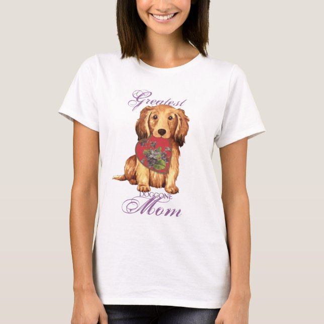 Longhaired Dachshund Heart Mum T-Shirt (Front)