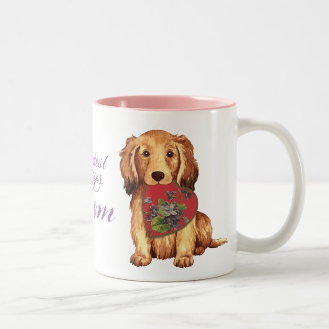 Longhaired Dachshund Heart Mum Two-Tone Coffee Mug (Right)