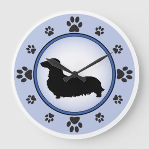 Longhaired Dachshund Large Clock