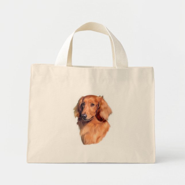 Longhaired Dachshund Mini Tote Bag (Front)