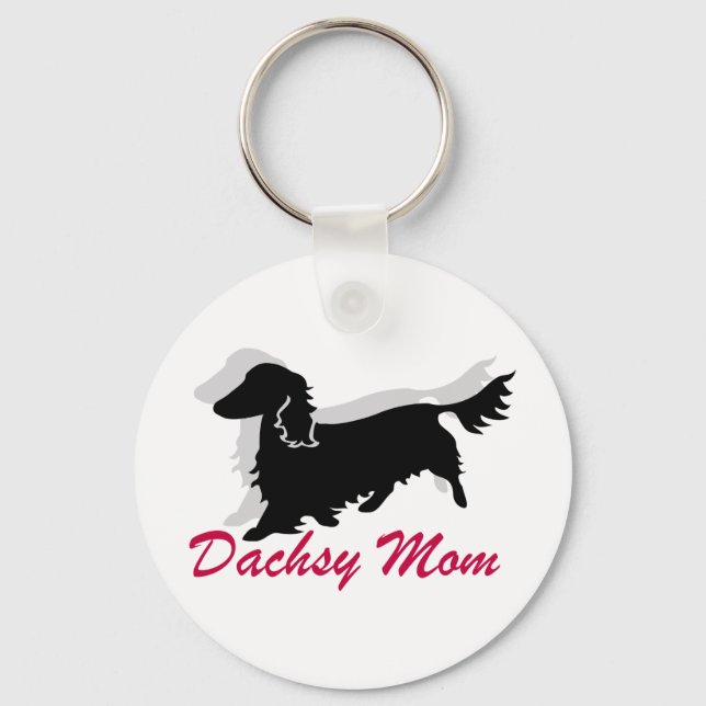 Longhaired Dachshund Mum Key Ring (Front)