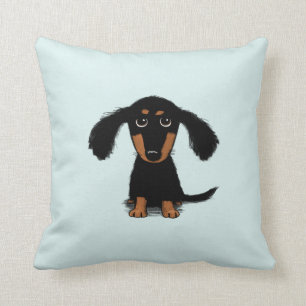 Longhaired Dachshund Puppy   Adorable Wiener Dog Cushion