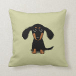 Longhaired Dachshund Puppy | Adorable Wiener Dog Cushion<br><div class="desc">An adorable longhaired black and tan Dachshund puppy looking up. Available in assorted colour choices, this cute Doxie lover’s pillow adds a fun decorative accent to your couch or bed. Makes a thoughtful gift for someone who loves Wiener Dogs. Visit Jenn's Doodle World for more dog lover's home decor featuring...</div>