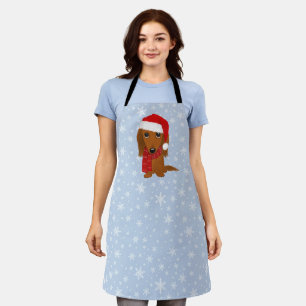 Longhaired Dachshund Santa Cute Dog Christmas Apron