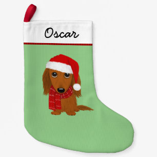 Longhaired Dachshund Santa Cute Wiener Dog Small Christmas Stocking