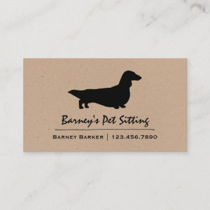 Longhaired Dachshund Silhouette   Cool Wiener Dog Business Card