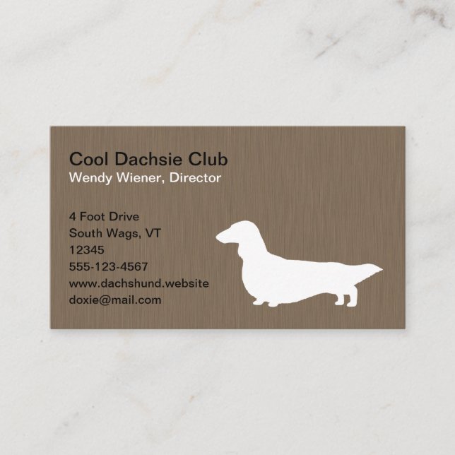 Longhaired Dachshund Silhouette | Pet Wiener Dog Business Card (Front)