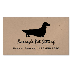 Longhaired Dachshund Silhouette   Pet Wiener Dog Magnetic Business Card