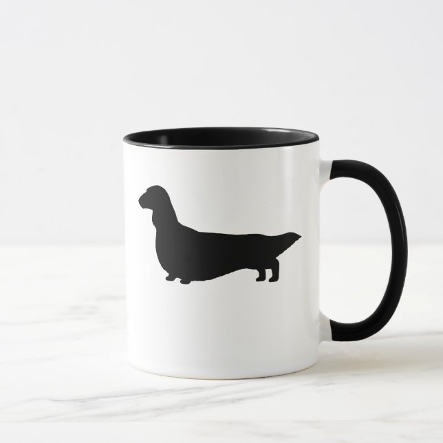 Longhaired Dachshund Silhouette Wiener Dog Doxie Mug (Right)