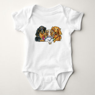 Longhaired Dachshund Trio Baby Bodysuit
