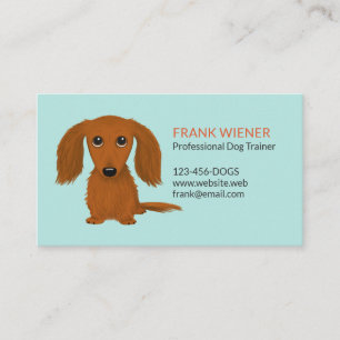 Longhaired Red Dachshund   Cute Doxie Cartoon Dog Business Card