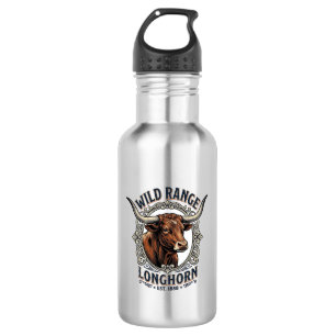Longhorn Bull Graphic Vintage Engraving Western Ar 532 Ml Water Bottle