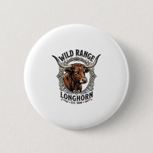 Longhorn Bull Graphic Vintage Engraving Western Ar 6 Cm Round Badge