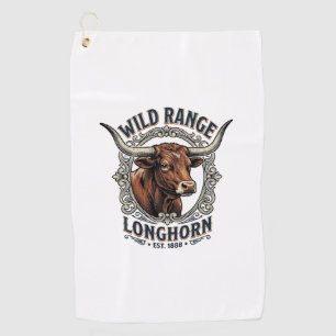 Longhorn Bull Graphic Vintage Engraving Western Ar Golf Towel