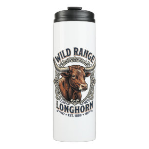 Longhorn Bull Graphic Vintage Engraving Western Ar Thermal Tumbler