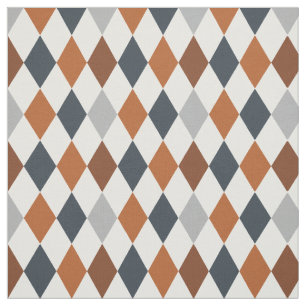 Longhorn Burnt Orange & Gray Argyle Pattern Fabric
