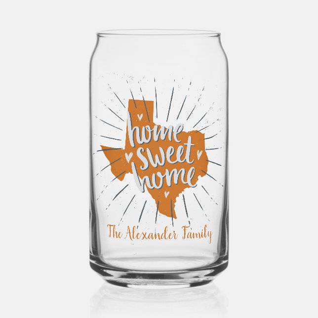 Longhorn Burnt Orange Home Sweet Home - Texas Can Glass (Left)