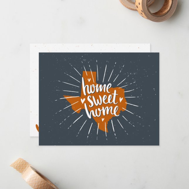 Longhorn Burnt Orange Home Sweet Home - Texas Card (Front/Back In Situ)