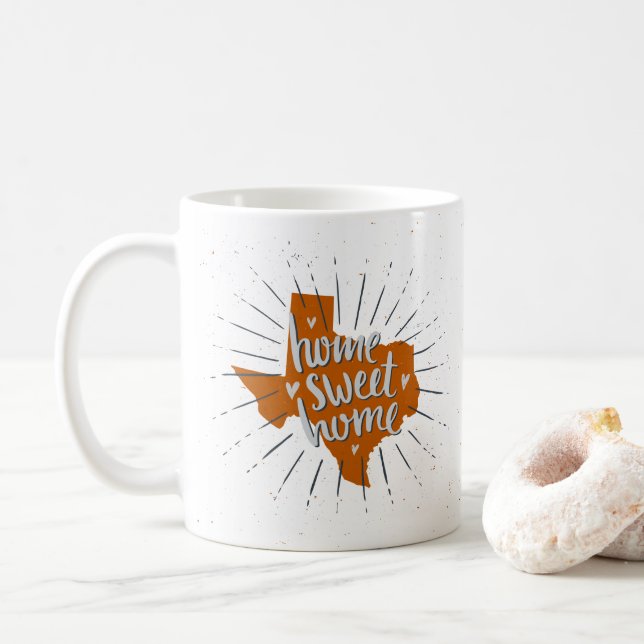 Longhorn Burnt Orange Home Sweet Home Texas Coffee Mug (With Donut)