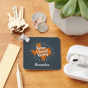 Longhorn Burnt Orange Home Sweet Home Texas Keycha Key Ring