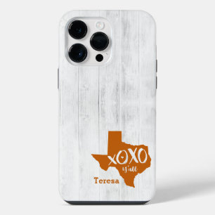 Longhorn Burnt Orange XOXO, Y'all - Texas Shape iPhone 14 Pro Max Case