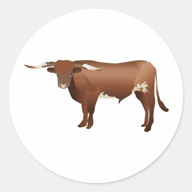 Longhorn Cattle Classic Round Sticker (Front)