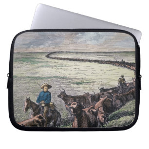 Longhorn cattle drive from Texas to Abilene, Kansa Laptop Sleeve