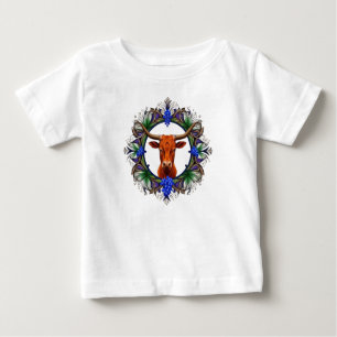 Longhorn Cattle Surrounded By Bluebonnets Baby T-Shirt