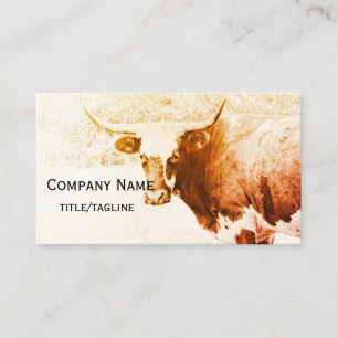 longhorn cow rustic country sepia custom  business card